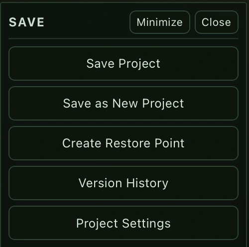 Saving feature in the product workspace